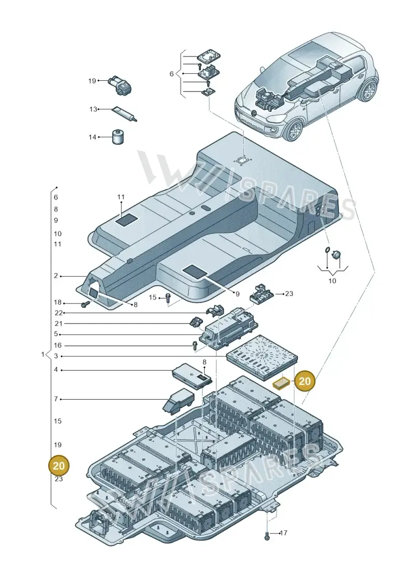 12E915348 — Volkswagen E-up! (2013-2016) diagram 772915500, position 20