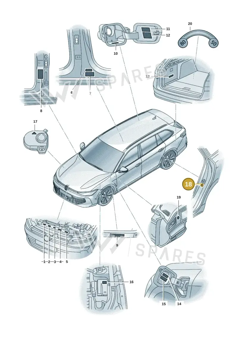 14A010510 — Volkswagen Passat estate (2023-) diagram 3j0010000, position 18