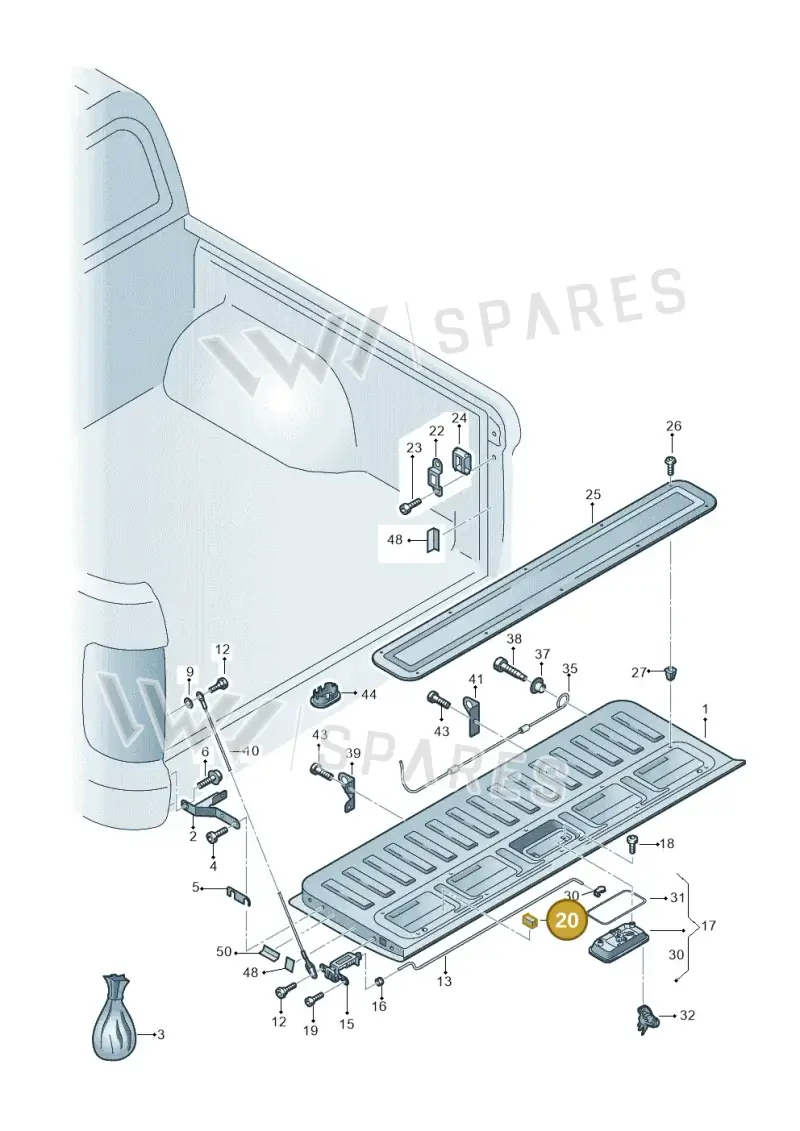 167863954A — Volkswagen Amarok twin cab (2022-) diagram 749829000, position 20