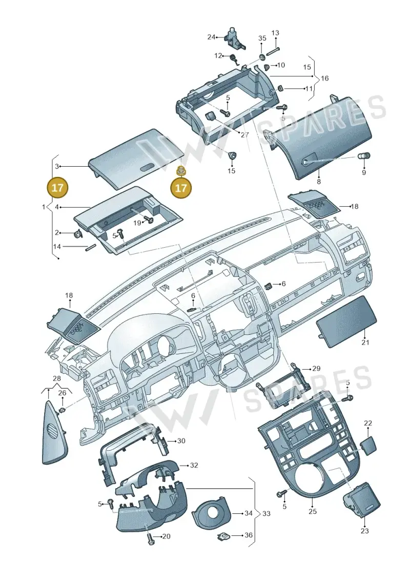 171857145 — Volkswagen Transp. caravelle (2011-2015) diagram 679857100, position 17