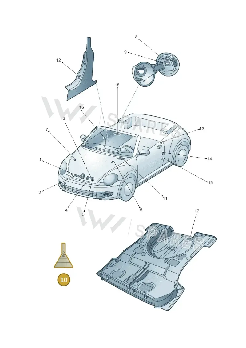 1C0010332 — Volkswagen New beetle cabriolet (2011-2016) diagram 716010000, position 10
