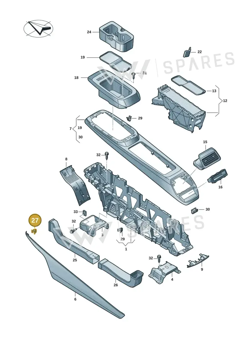 1C0867388 — Volkswagen ID.4 Pro (2020-2023) diagram 11a863050, position 27