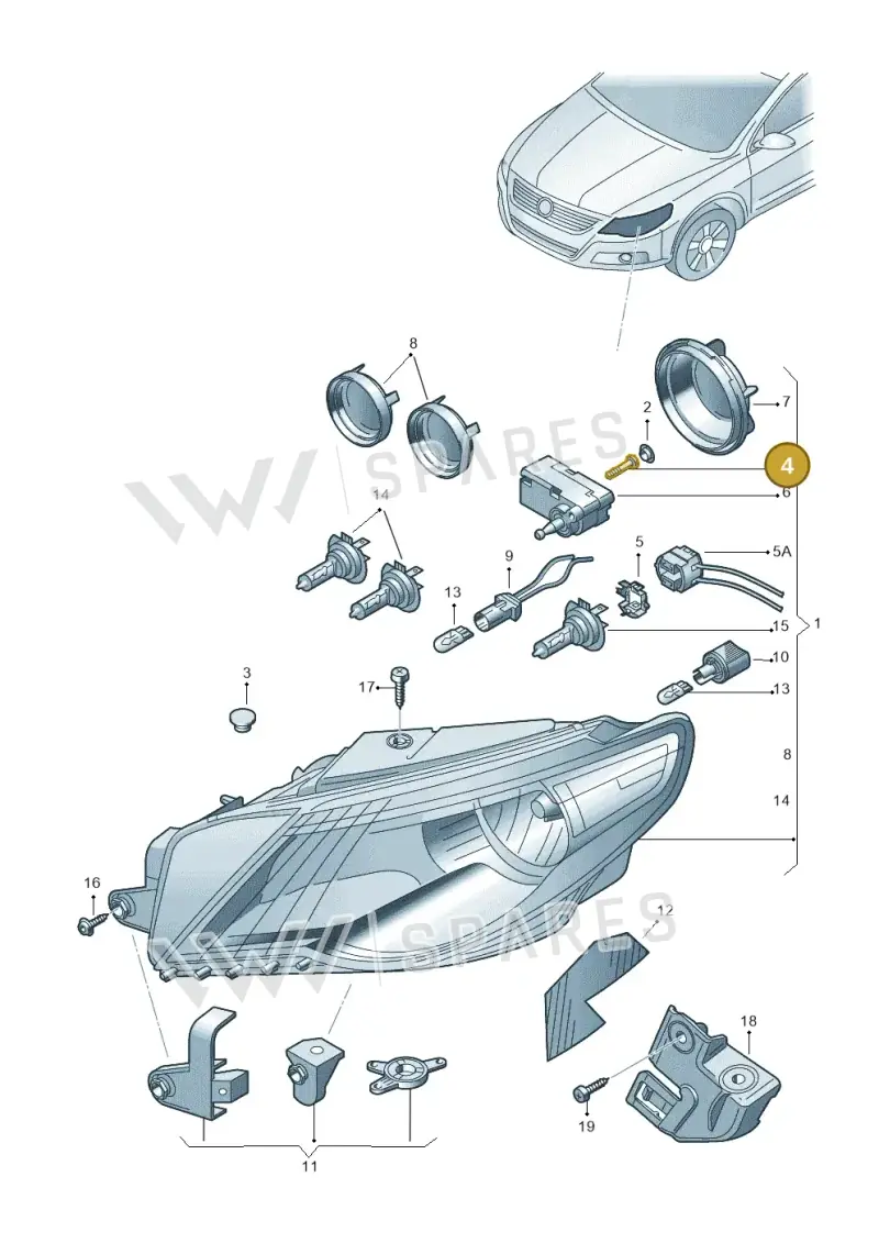 1C0941141 — Volkswagen Passat CC (2008-2012) diagram 645941000, position 4