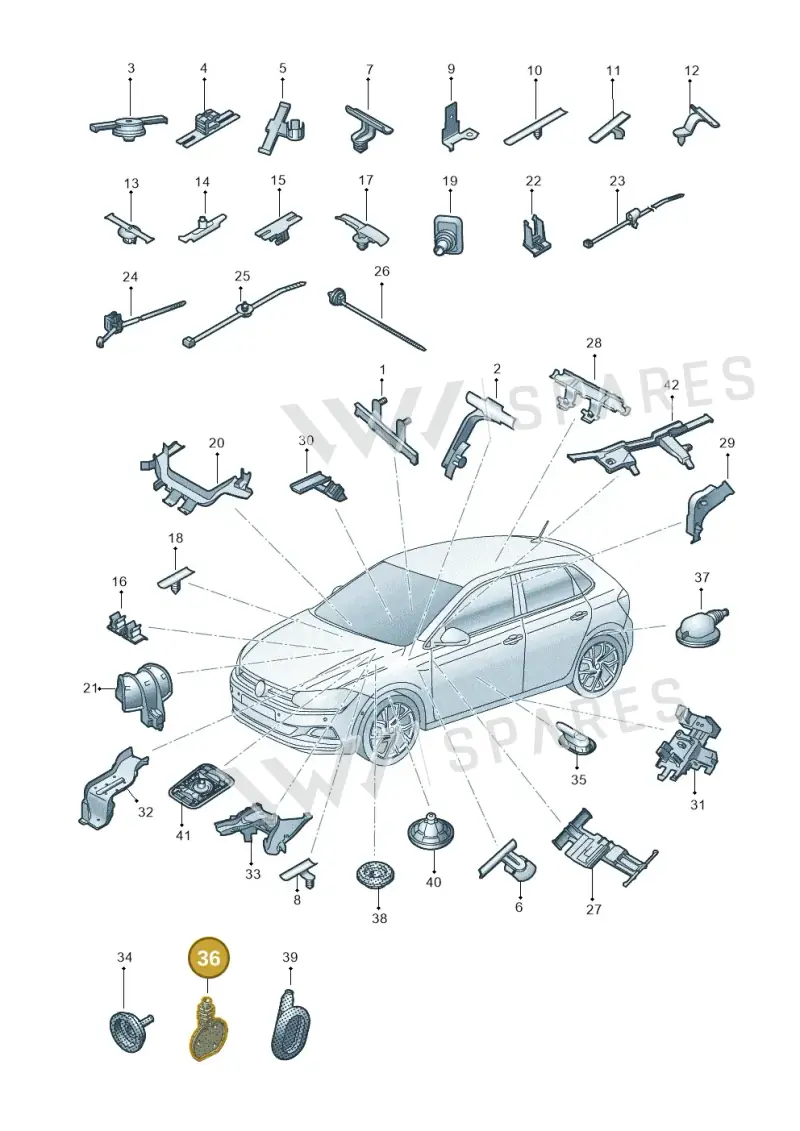 1C0945527 — Volkswagen Polo 1.0 BlueMotion (2017-2024) diagram 837971830, position 36