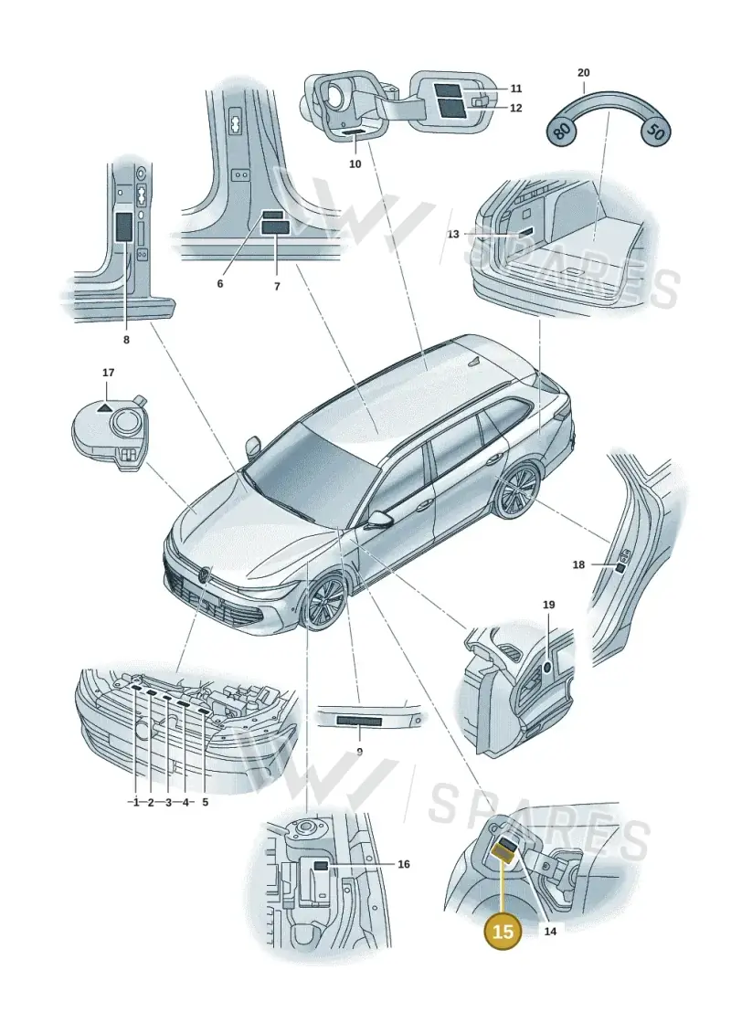 1EA010007 — Volkswagen Passat estate (2023-) diagram 3j0010000, position 15