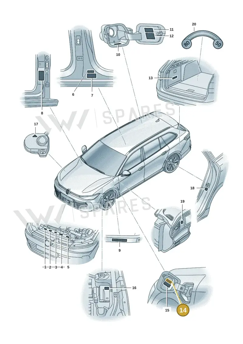 1EA010560B — Volkswagen Passat estate (2023-) diagram 3j0010000, position 14