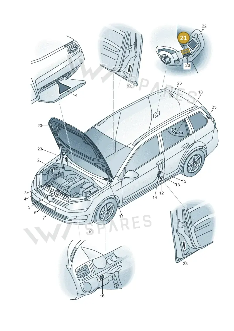 1H0010461T — Volkswagen Golf Estate 1.4 (2014-2017) diagram 763010000, position 21