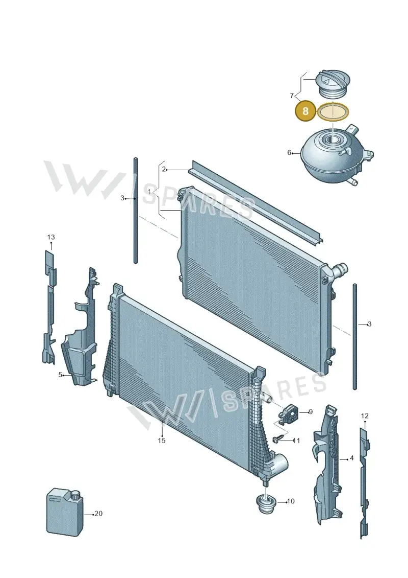 1H0121687A — Volkswagen Golf 2.0 BlueMotion (2019-2024) diagram 746121850, position 8