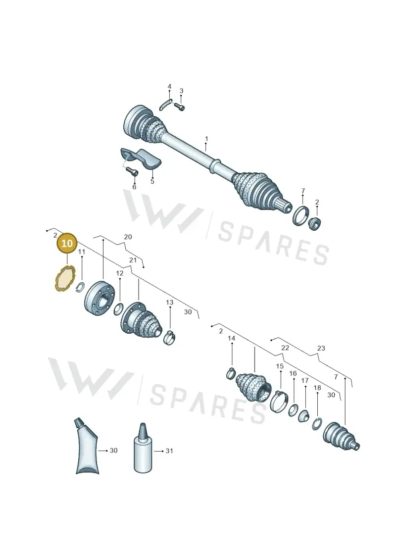 1H0407309A — Volkswagen Polo (2011-2014) diagram 461407200, position 10