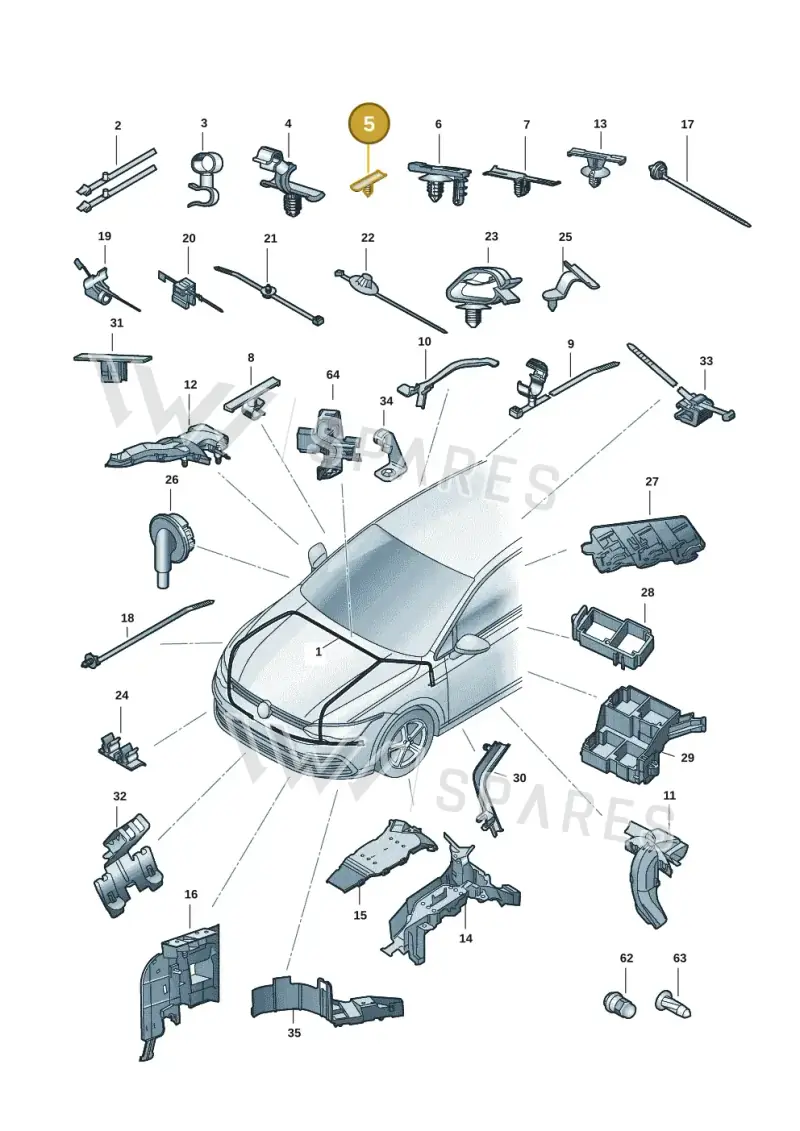 1H0971848AS — Volkswagen Golf 2.0 BlueMotion (2019-2024) diagram 5h0971081, position 5