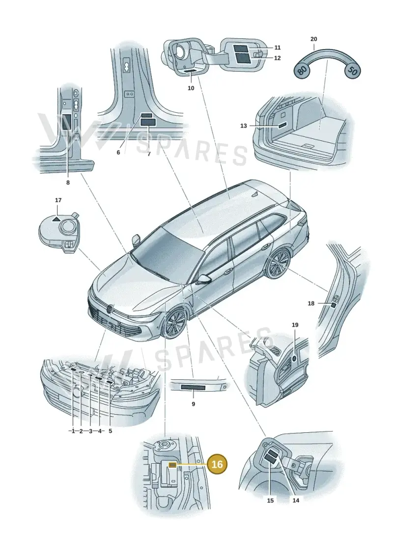 1J0010232C — Volkswagen Passat estate (2023-) diagram 3j0010000, position 16