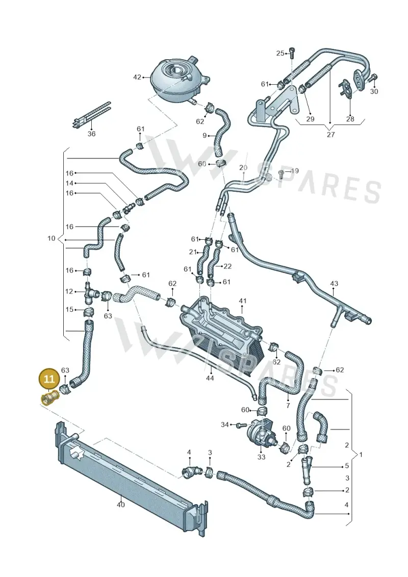 1J0122291C — Volkswagen T-Roc convertible 1.5 (2019-2024) diagram 837121000, position 11