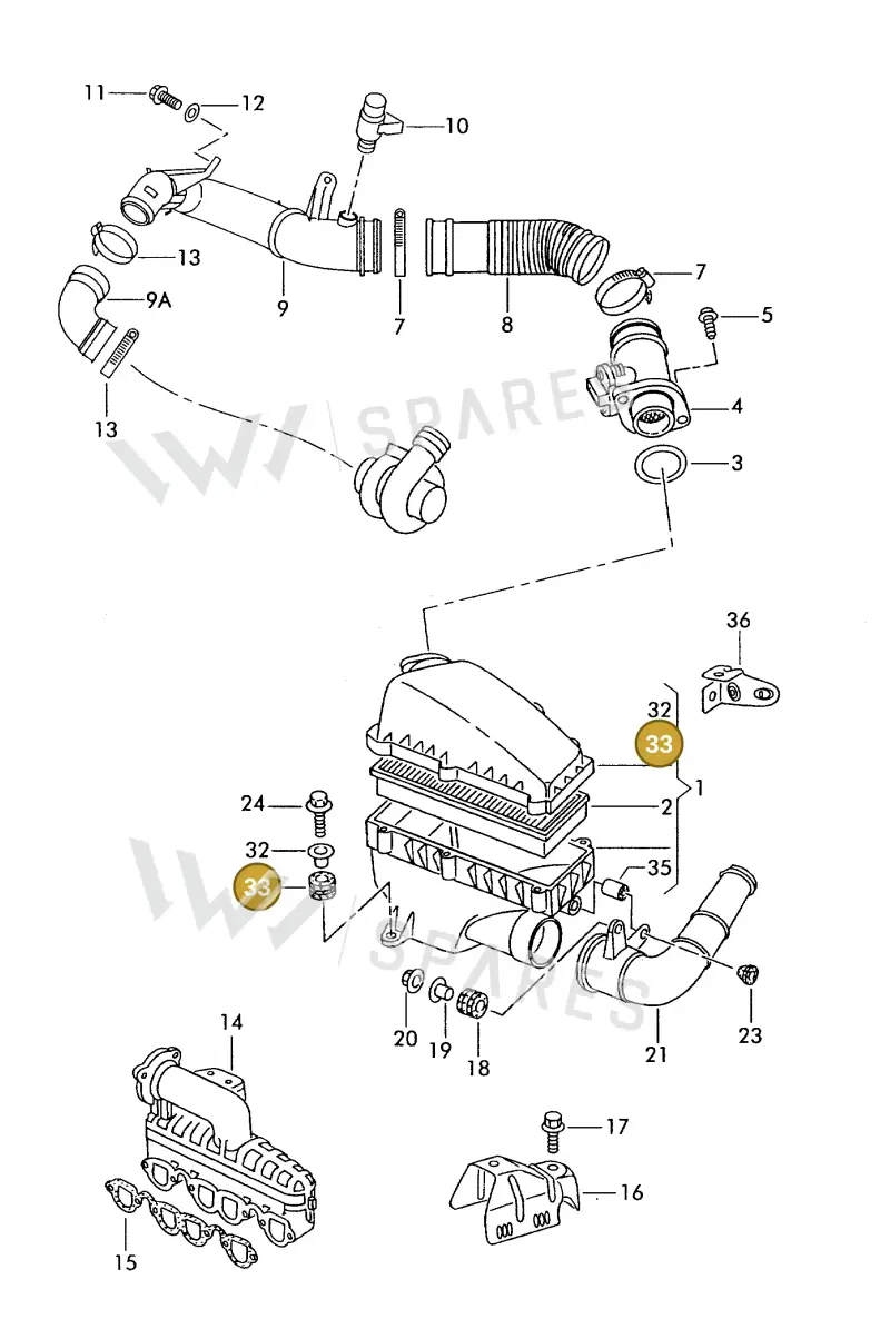1J0129669 — Volkswagen POLO CLASSIC/VARIANT (1999-2001) diagram 238129250, position 33