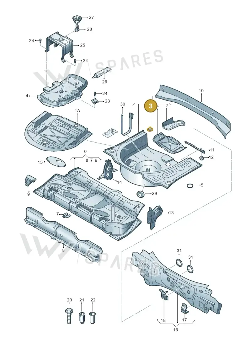 1J0803272A — Audi A1 Sportback (2014-2018) diagram 708813000, position 3