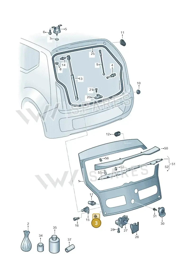 1J0827713 — Volkswagen Up! 1.0 BlueMotion (2016-2023) diagram 723827000, position 3