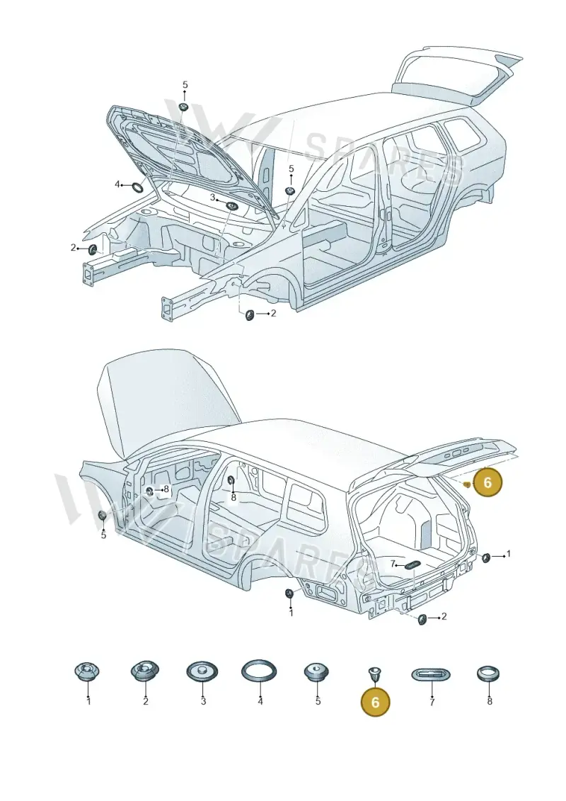 1J0827713 — Volkswagen Golf 2.0 (2016-2020) diagram 763803360, position 6