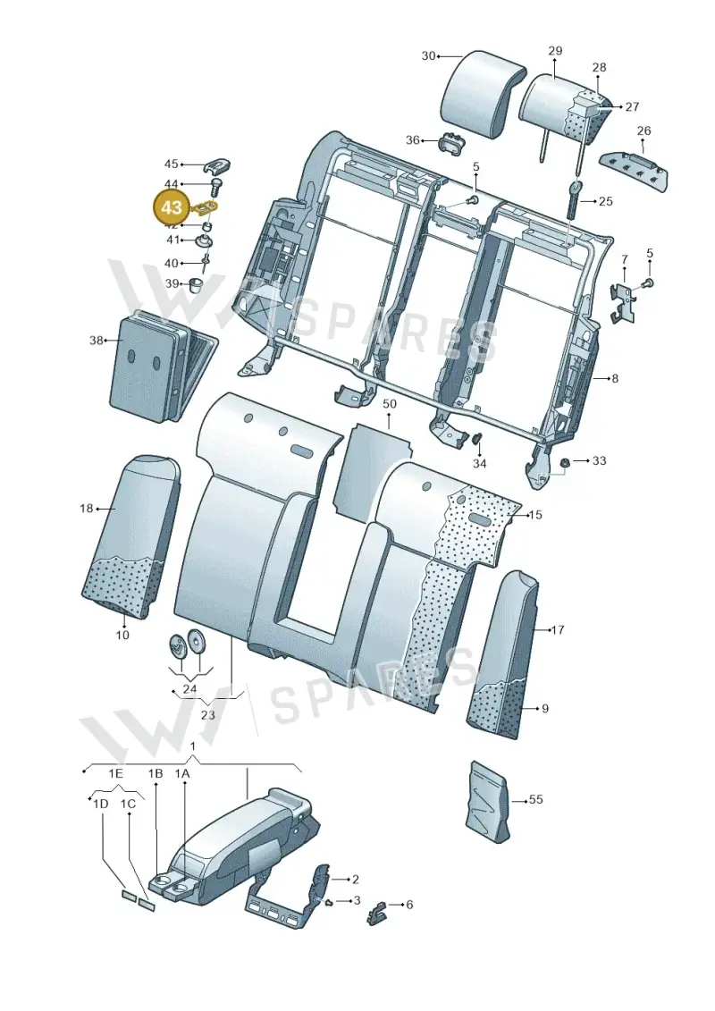 1J0858849 — Volkswagen Phaeton 4motion (2010-2016) diagram 258885600, position 43