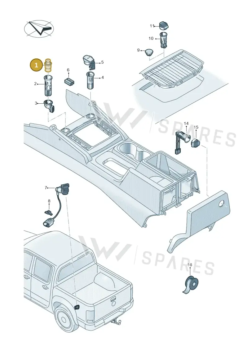 1J09193079B9 — Volkswagen Amarok twin cab (2016-2022) diagram 894919200, position 1