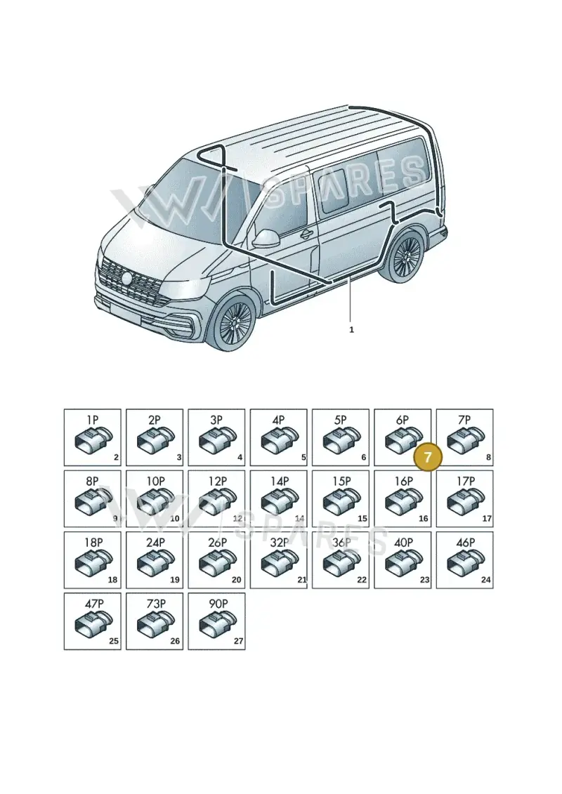 1J0937713A — Volkswagen Transport. multivan (2019-2024) diagram 7em971080, position 7