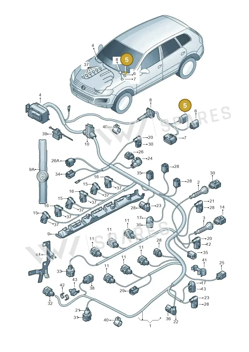 1J0937713 — Volkswagen Touareg BlueMotion (2014-2018) diagram 693971060, position 5