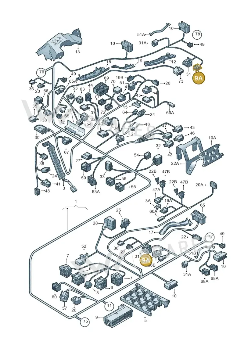 1J0937726 — Volkswagen Touran 2.0 (2010-2015) diagram 409971820, position 9A