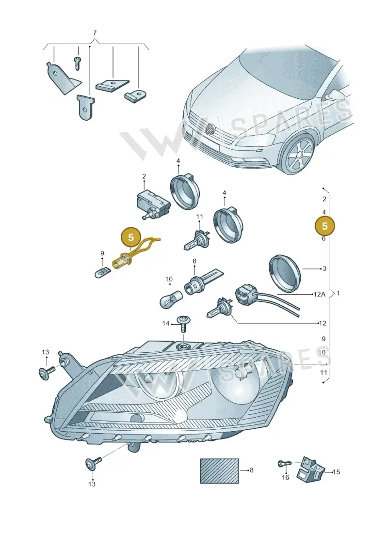 1J0941953 — Volkswagen Passat saloon (2010-2015) diagram 702941000, position 5