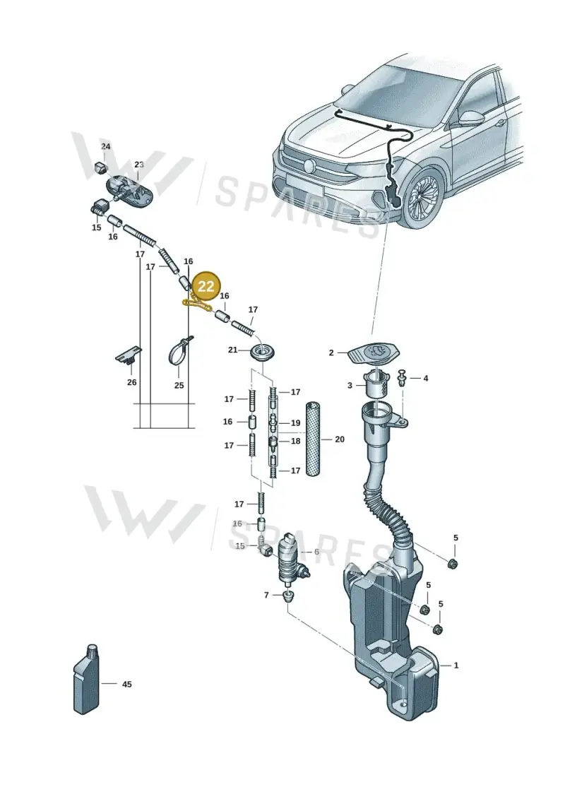 1J0955873D — Volkswagen Taigo (2021-2024) diagram 2f0955100, position 22