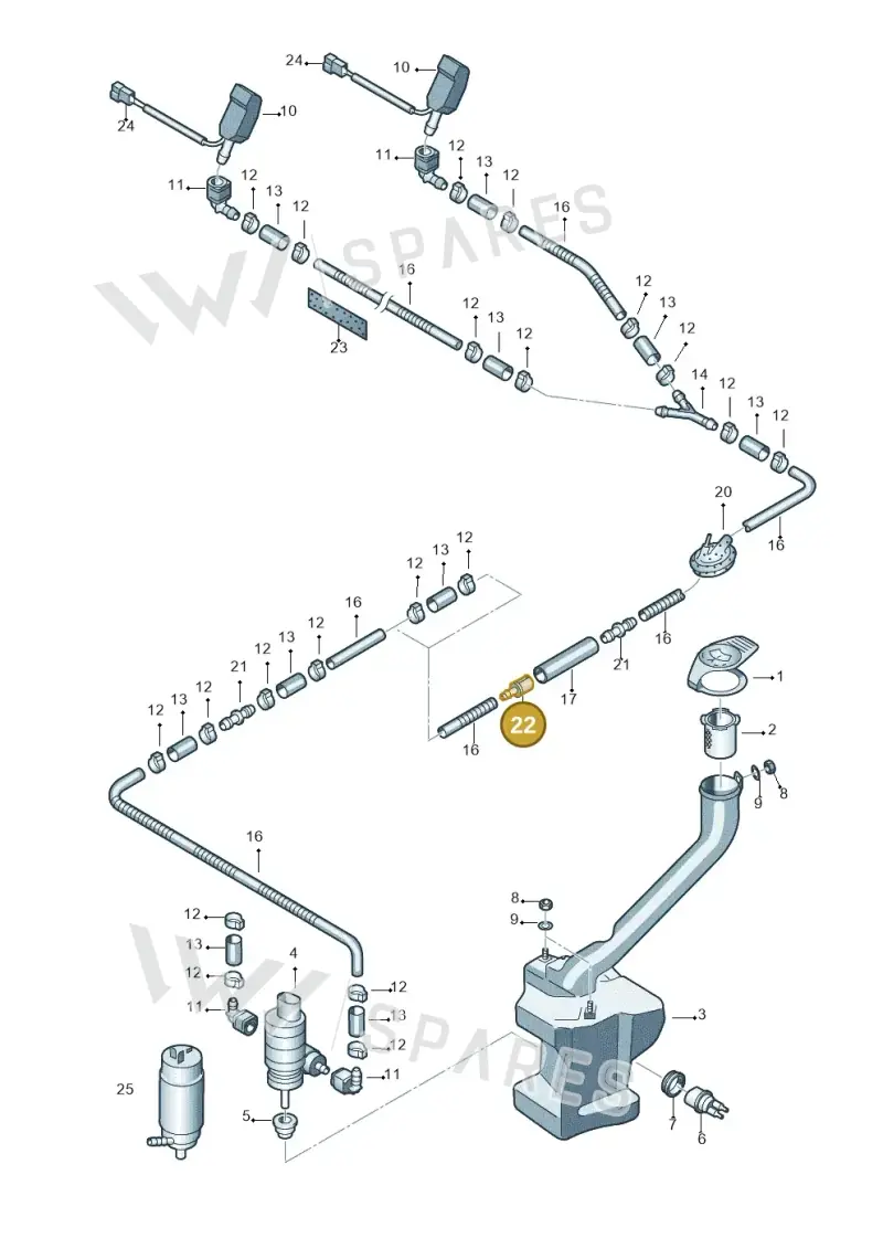 1J0955875 — Volkswagen Polo (2011-2014) diagram 253955100, position 22