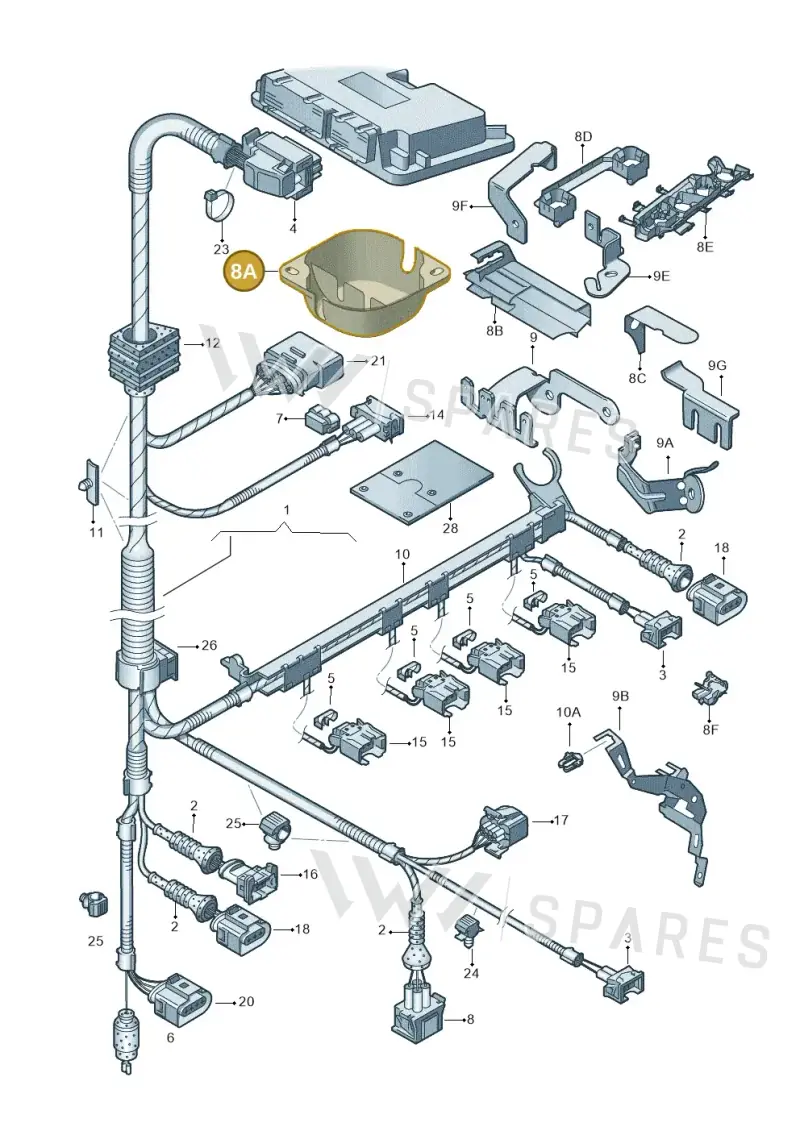 1J0971830P — SEAT TOLEDO/LEON/LEON-4 (2001-2006) diagram 203971020, position 8A