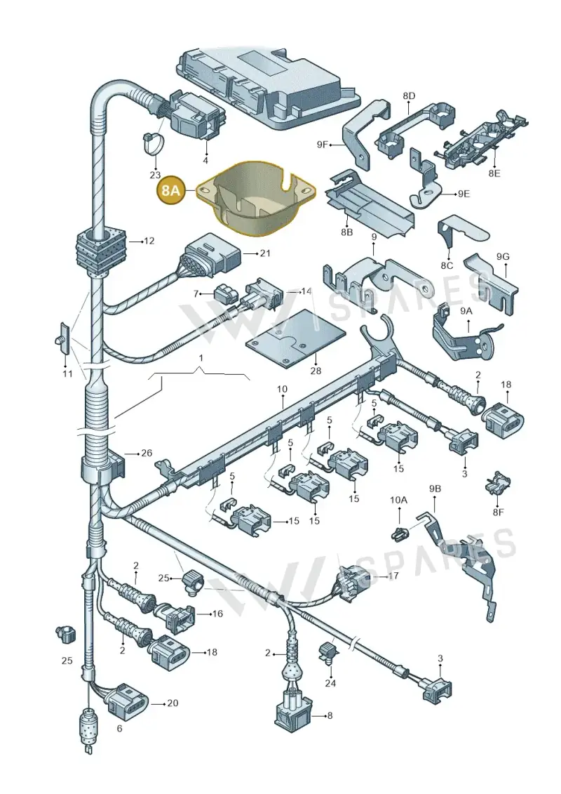 1J0971830P — Volkswagen New Beetle             06> (2005-) diagram 203971020, position 8A