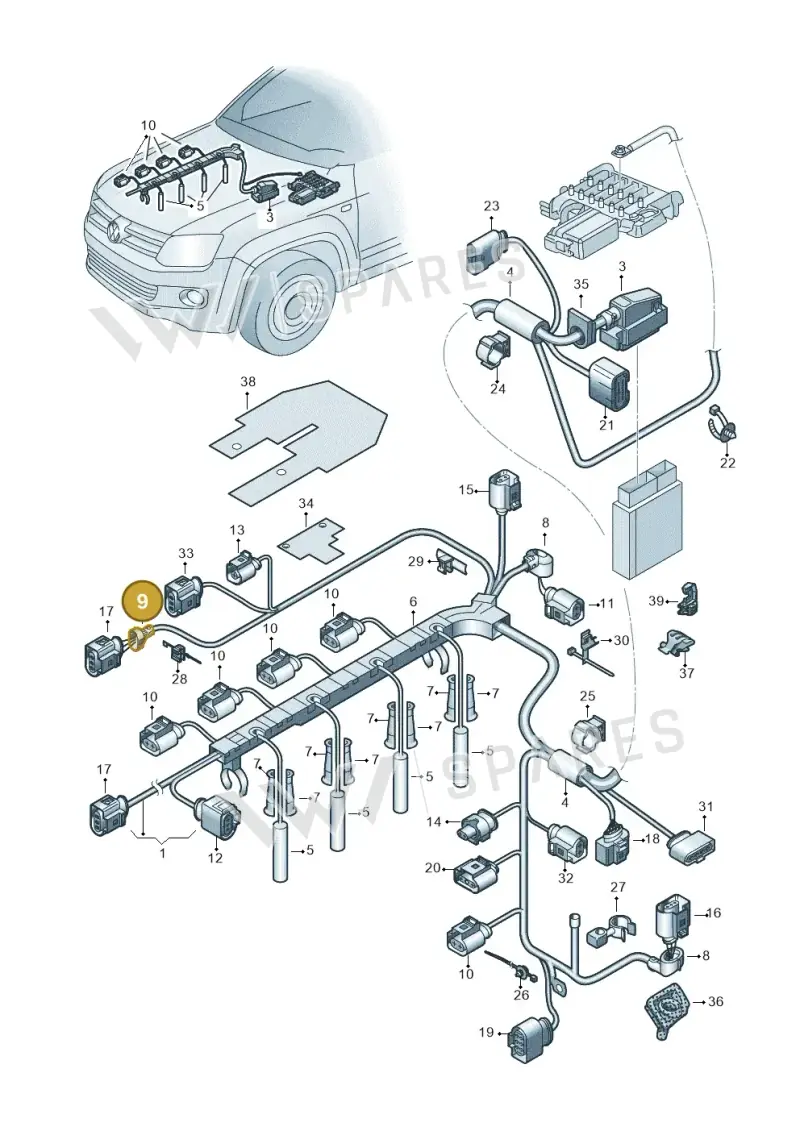 1J0971921K — Volkswagen Amarok twin cab (2022-) diagram 894971050, position 9