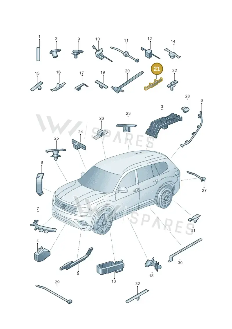 1J0971930K — Volkswagen Teramont X (2021-2023) diagram 519971850, position 21