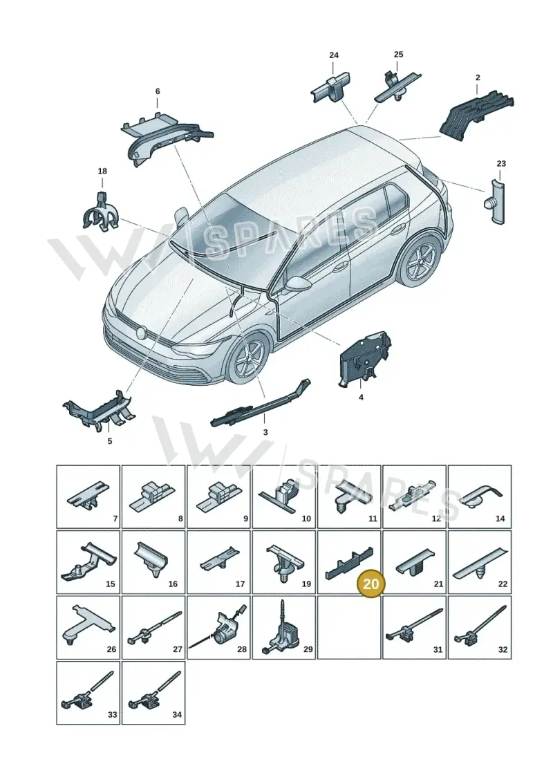 1J0971930K — Volkswagen Golf 2.0 BlueMotion (2019-2024) diagram 5h0971091, position 20