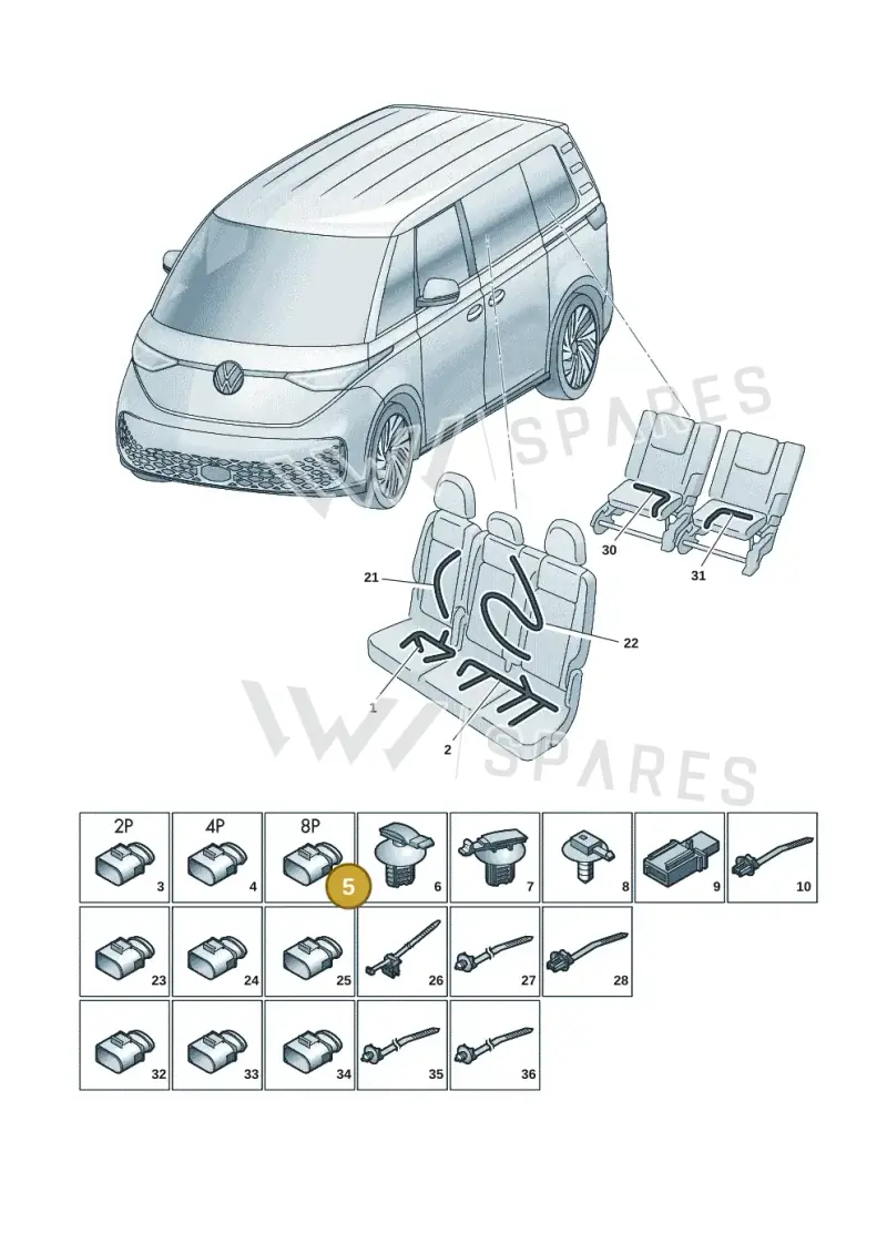 1J0972734 — Volkswagen ID.Buzz (2022-) diagram 15a972270, position 5