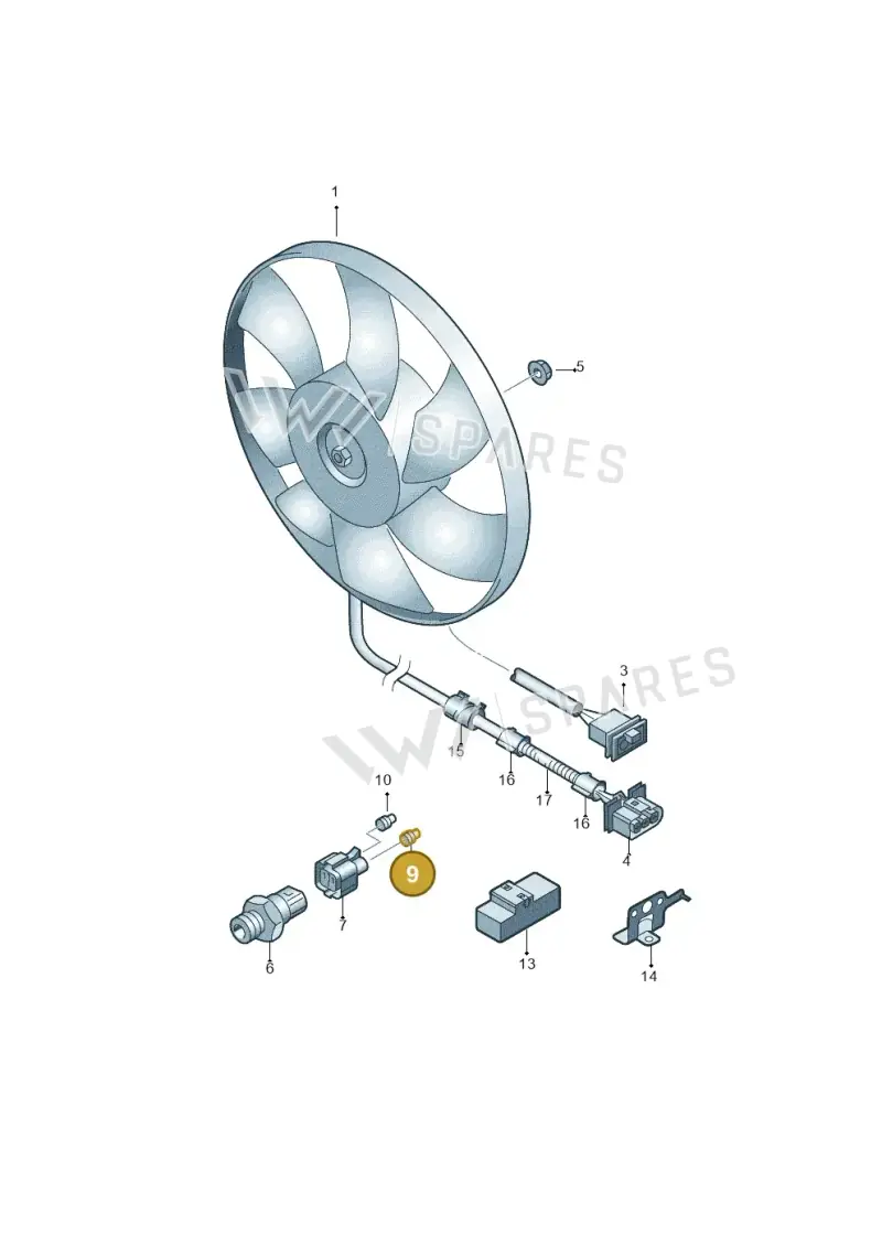 1J0972741B — Audi A3         "BR."M.06> (2005-2006) diagram 194959500, position 9