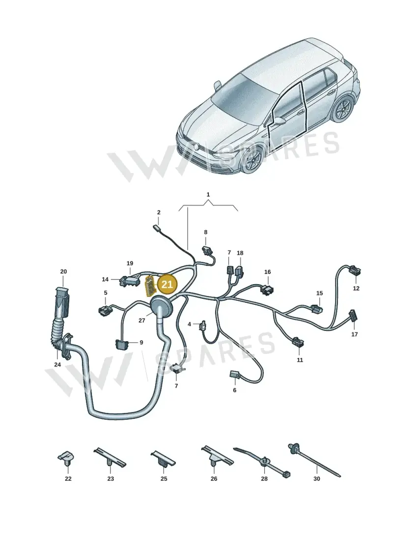 1J0972977D — Volkswagen Golf 2.0 BlueMotion (2019-2024) diagram 5h0972033, position 21