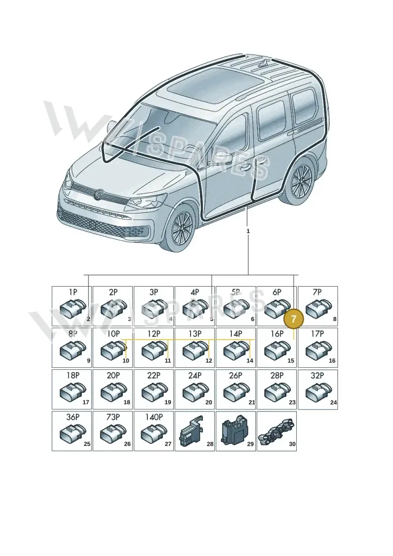 1J0973713 — Volkswagen Caddy Maxi Kombi (2020-2024) diagram 2ka971090, position 7