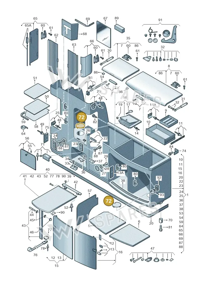 1J48394179B9 — Volkswagen California Camper (2011-2015) diagram 452068000, position 72