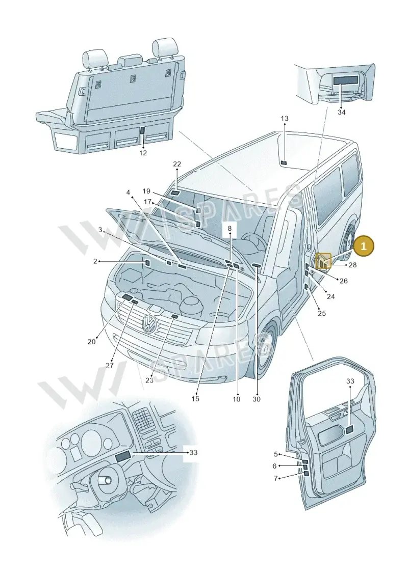 1K0010497J — Volkswagen Caravelle (2015-2019) diagram 861010000, position 1