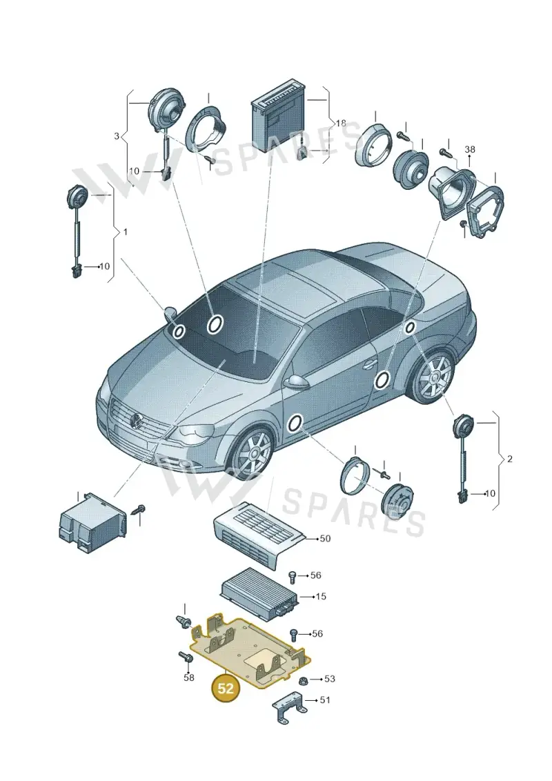 1K0035883E — Volkswagen Eos BlueMotion (2010-2015) diagram 482035350, position 52