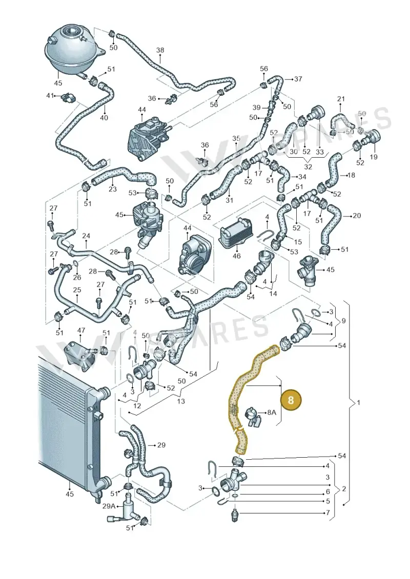 1K0121051T — Volkswagen Passat estate (2008-2011) diagram 420121250, position 8