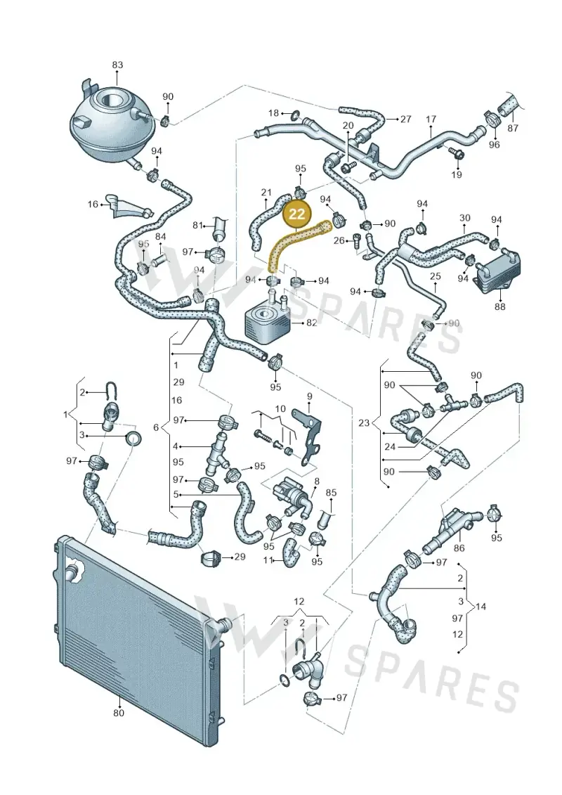 1K0121096BR — Volkswagen Scirocco 2.0 (2008-2014) diagram 649121580, position 22