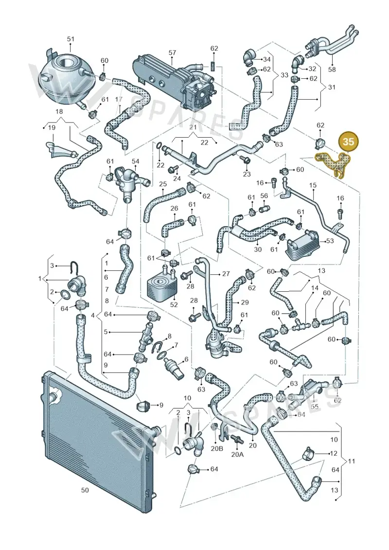 1K0121157EP — Volkswagen New beetle (2011-2016) diagram 646121340, position 35