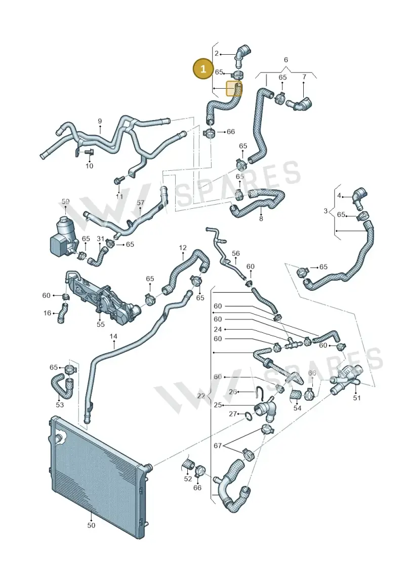 1K0122073GF — Volkswagen Jetta (2014-2017) diagram 866121360, position 1