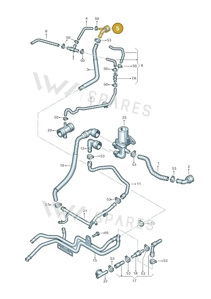 1K0122291AA — Volkswagen Golf estate (2009-2013) diagram 409121190, position 5
