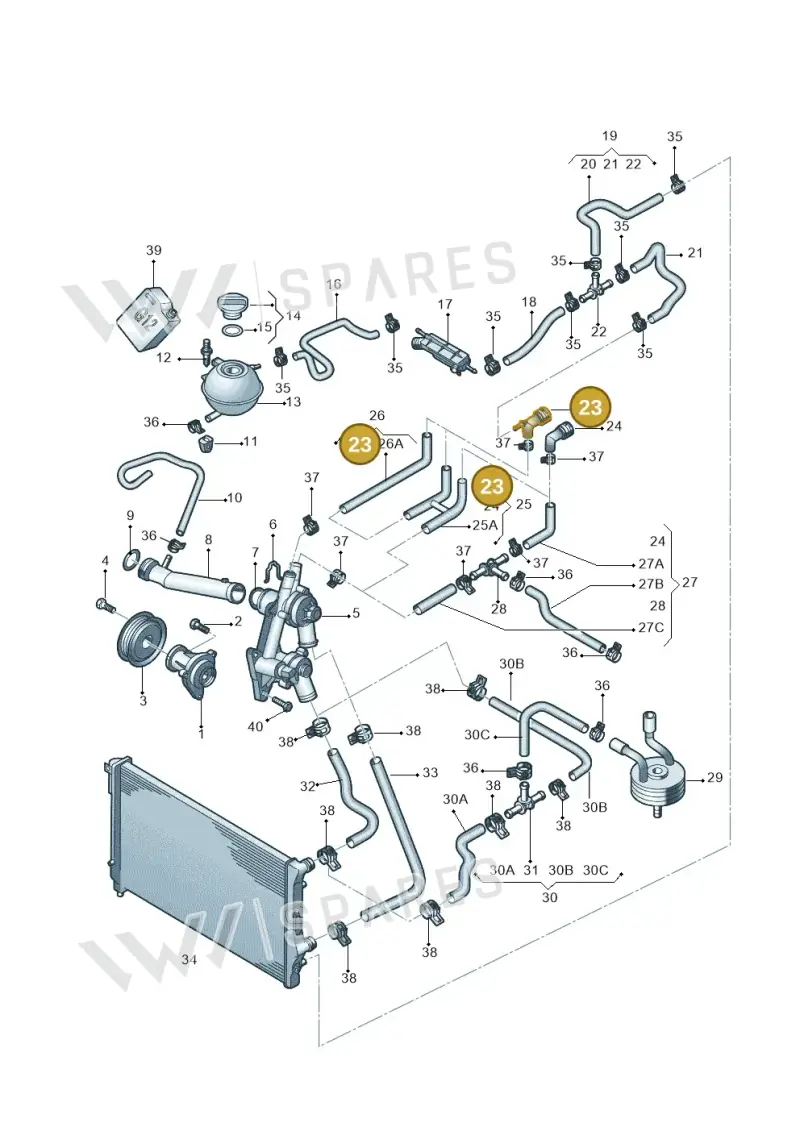 1K0122291AL — Volkswagen Golf (2009-2014) diagram 640121250, position 23