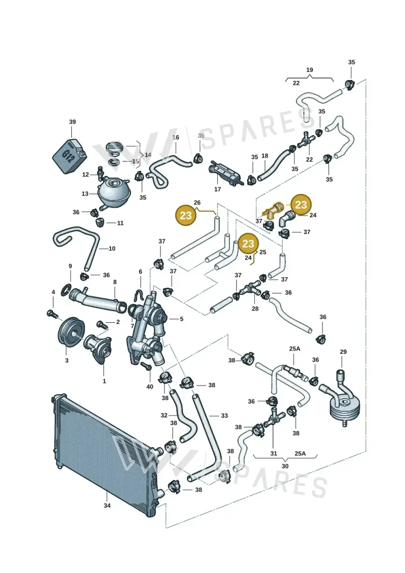 1K0122291AL — Volkswagen Jetta (2014-2017) diagram 789121025, position 23
