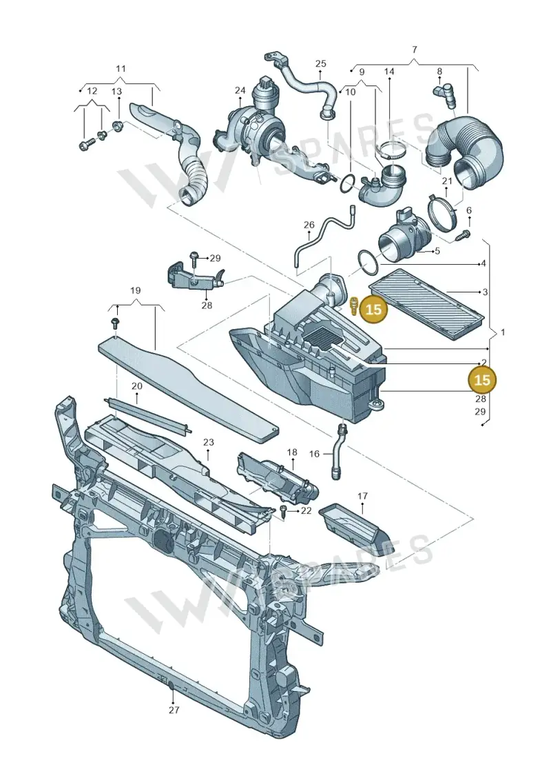 1K0129381 — Volkswagen Sharan BlueMotion (2015-2022) diagram 863129400, position 15