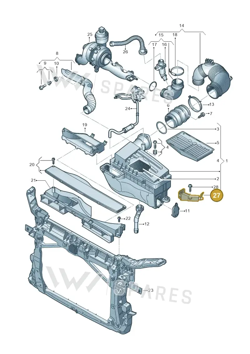 1K0129594A — Volkswagen Caddy kombi (2015-2020) diagram 866129250, position 27