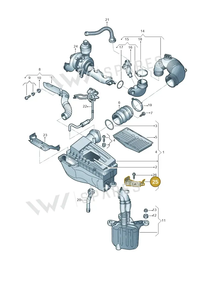 1K0129594A — Volkswagen Beetle (2016-2019) diagram 786129250, position 25